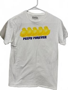 Peeps Forever Yellow Chicks White Cotton Graphic T-Shirt Size Small